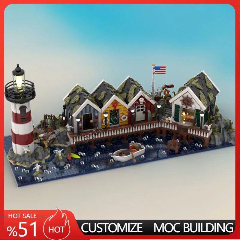 

4955 PCS MOC City Street Views Modular Coast Town Diorama Building Blocks Diy Educational Assembly Kid Toy Popular Festival Gift
