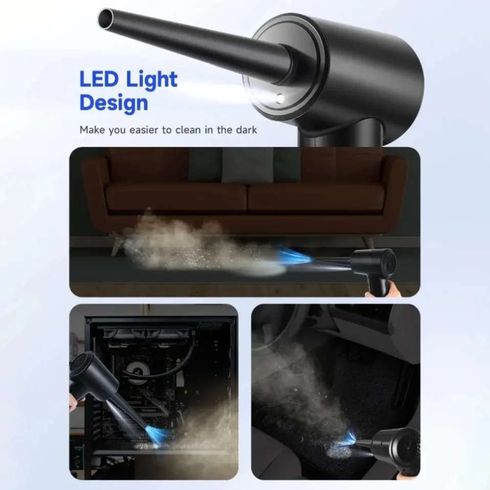 Electric Wireless Air Duster Compressed Air Blower Compressed Air for Cleaning Computer Keyboard Camera Car Home With LED Light