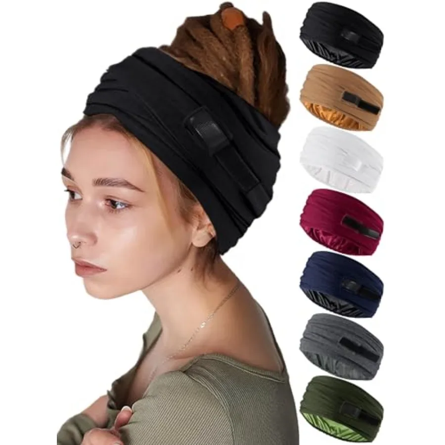 

Satin Lined Open Turban Headband Unisex Sweatband Head Wraps for Women Headwraps Large Hair Wraps for Locs and Braids