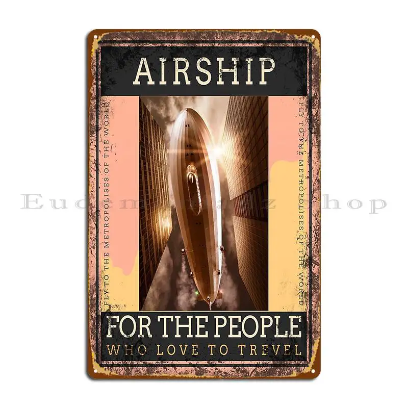 

Винтажный металлический плакат с рисунком летающих по облакам путешествий