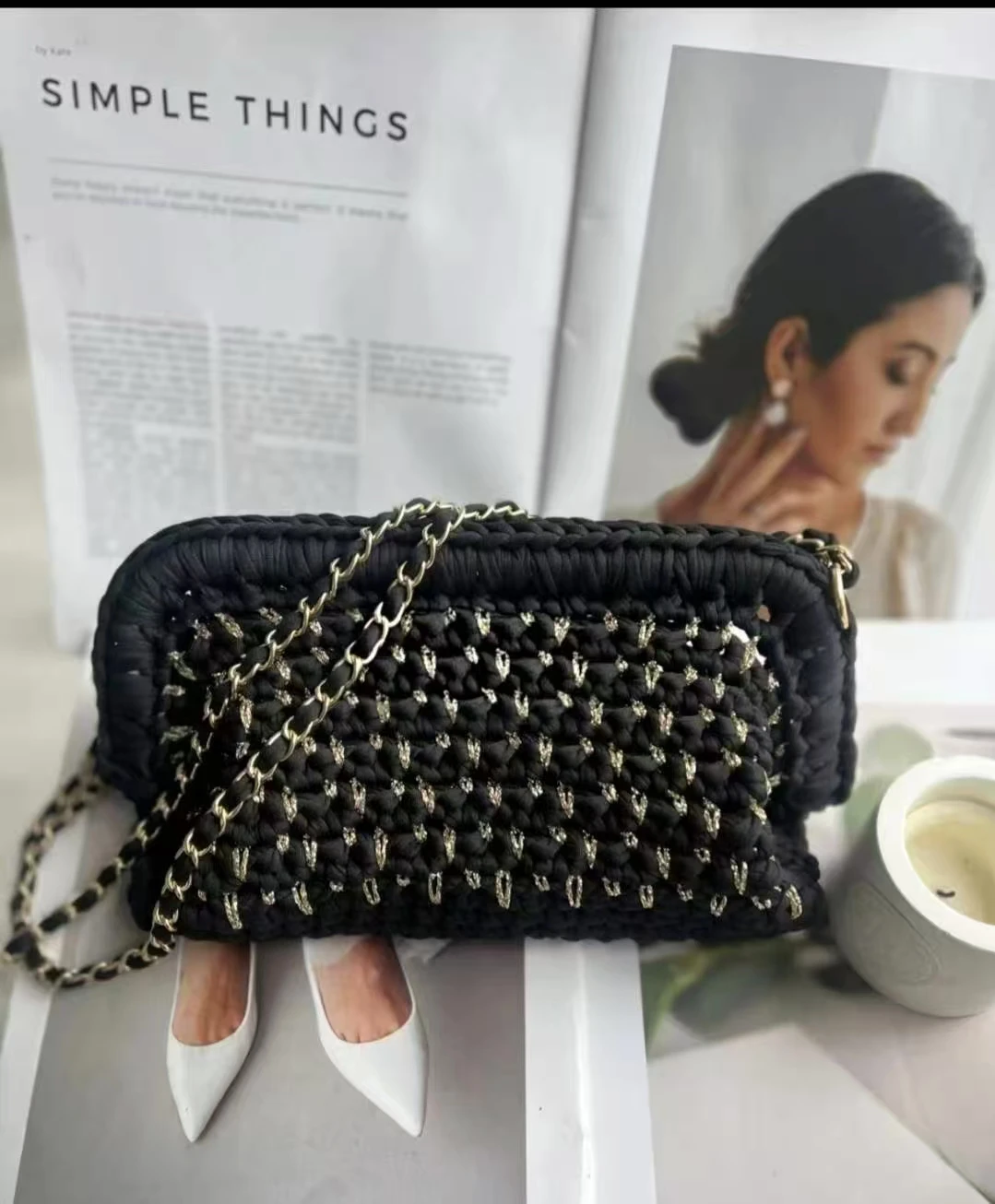 حقيبة نسائية منسوجة يدويًا 2025 حقيبة أحمر شفاه متخصصة عصرية جديدة سلسلة حقيبة ساعي فاخرة بلون سادة متعددة الاستخدامات #6