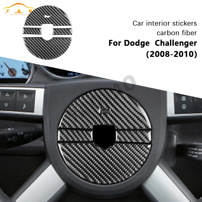 

Carbon Fiber Steering Wheel Interior Trim Sticker For Dodge Charger Challenger 2008-2010 Car Accessories