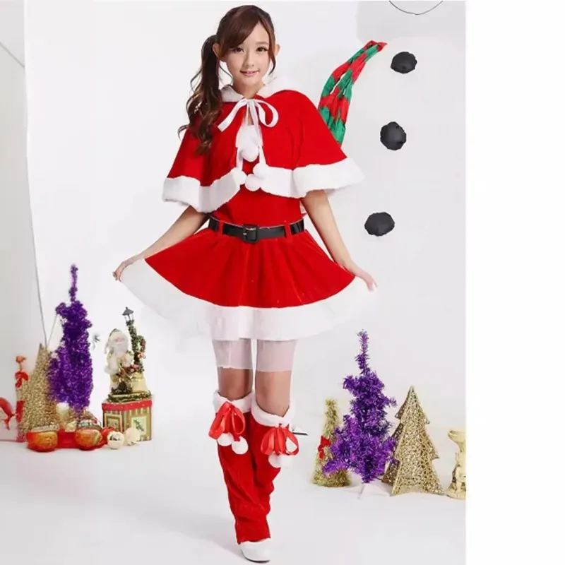 Europe and The United States Christmas Costumes Adult Girls Big Size Red Performance Clothes Sexy Party Santa Claus Clothes Suit