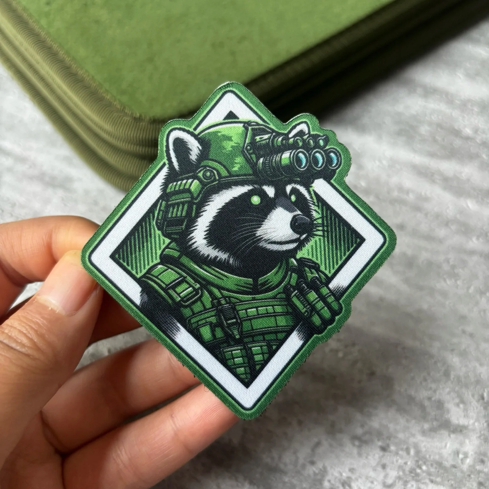 Night Vision Raccoon Soldier Printed Tactical Morale Patch Animal Warrior Badge for Backpack Jacket Vest Outdoor Gear