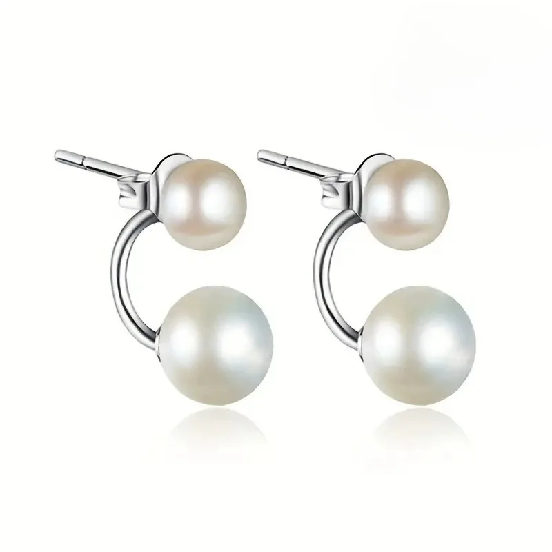 Huitan-pendientes de aro de Plata de Ley 925 con perlas de imitación para mujer, joyería de compromiso suave y elegante, accesorios bonitos