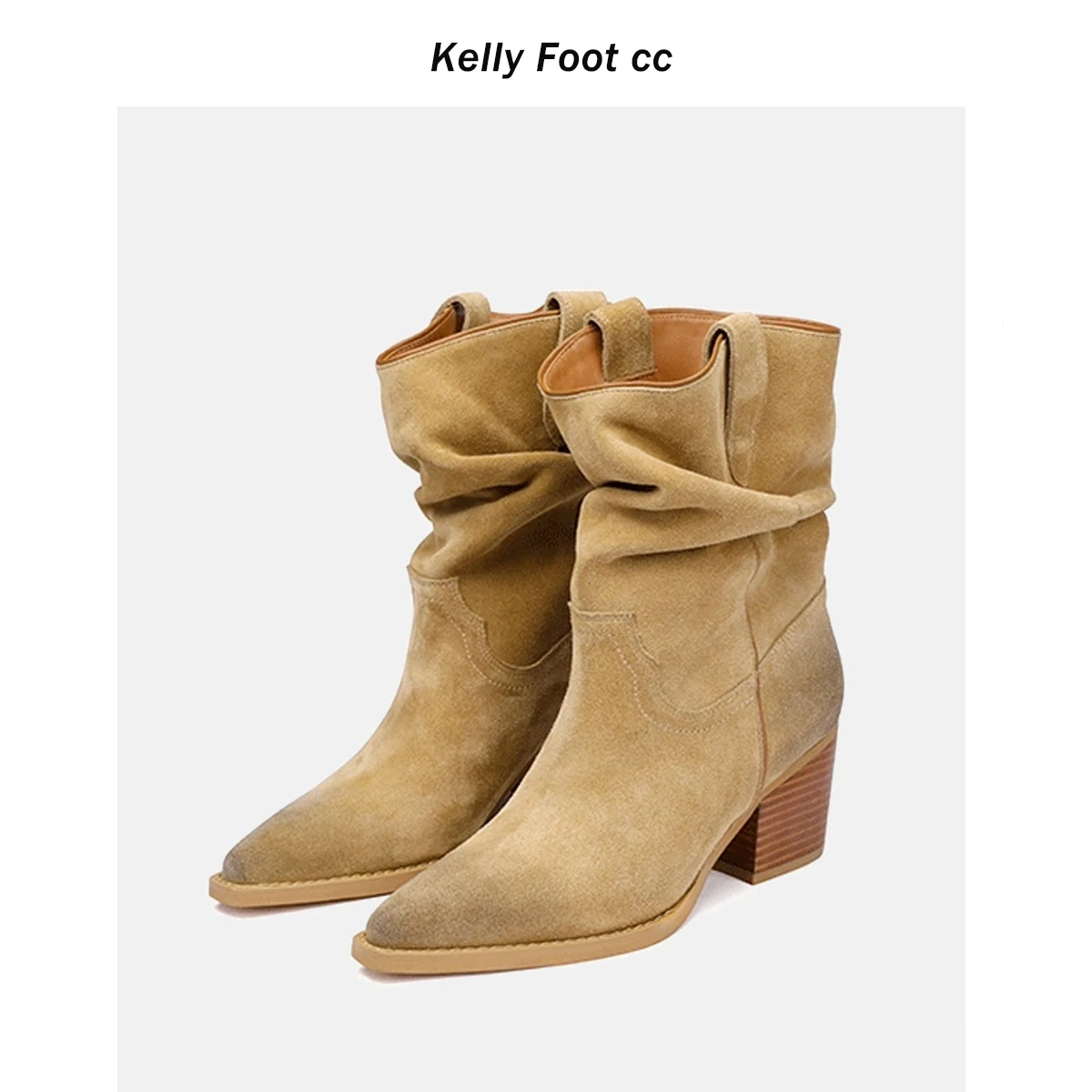 

Ботинки в стиле вестерн из натуральной кожи, женские осенне-зимние ботинки Faion, ботинки с острым носком на каблуке