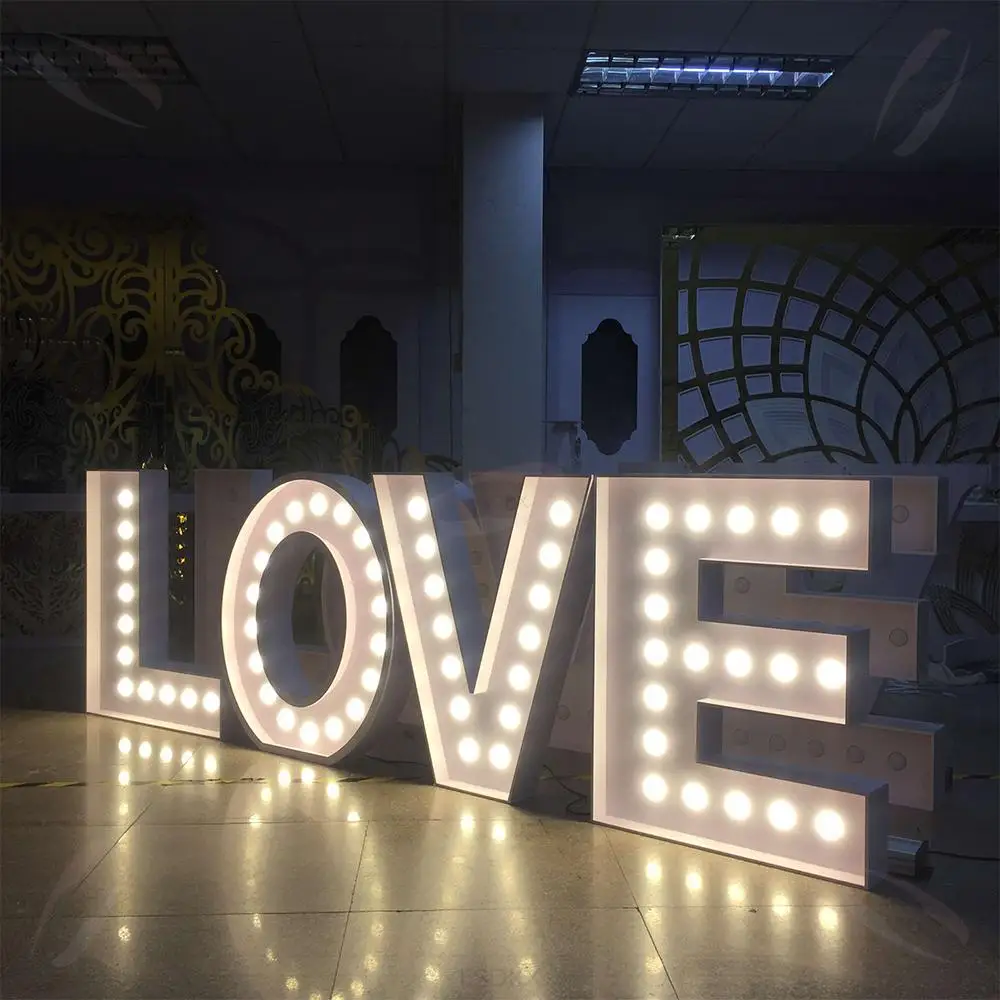 Huruf LED Raksasa FSDKX Oh Baby, Huruf LED Marquee 4ft, Angka Marquee LED Custom dari Logam