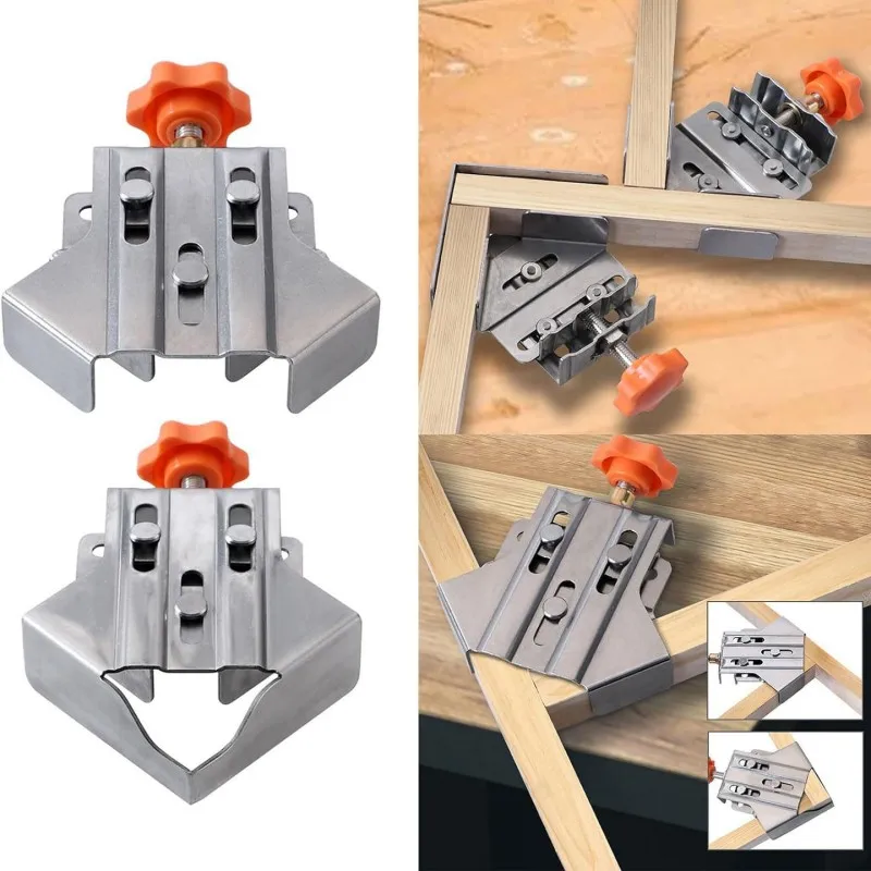 

2pcs Stainless Steel 90 Degree Right Angle Clamp Carpenter Splicing Quick Clamp Locator Fixed Frame Clamp Woodworking Tools