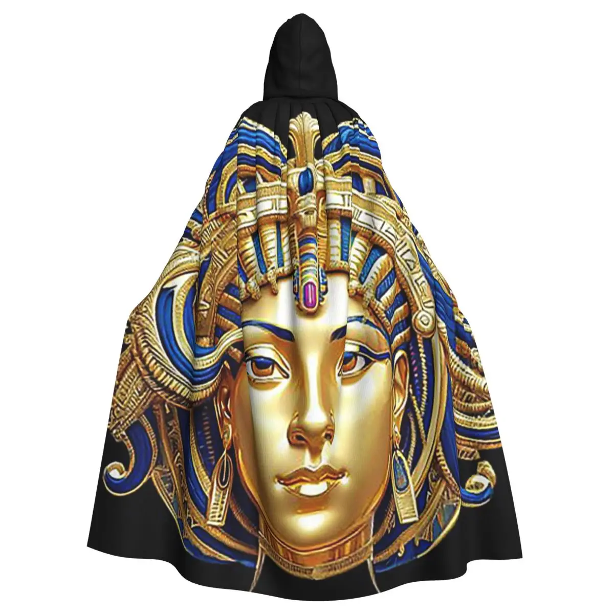 الملكة المصرية الذهبية الزخرفية خمر نظرة طويلة مقنعين عباءة الساحرة زي تأثيري كيب هالوين مصاص دماء الكبار للجنسين