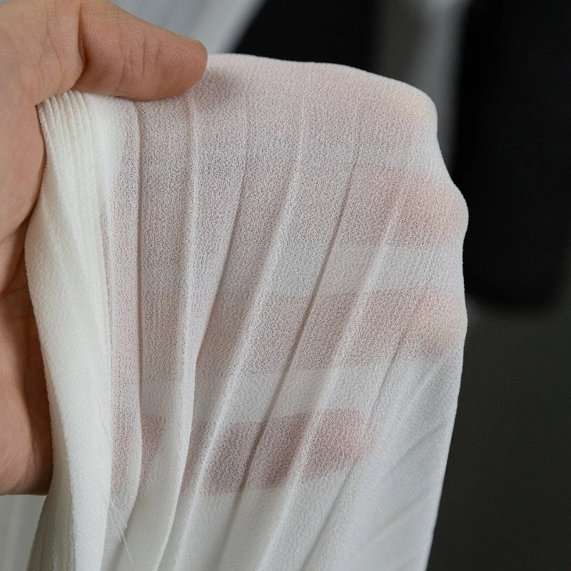 Solid Color Chiffon Pleated Fabric for Slightly Translucent Hem Clothing Design Fabrics By The Yard Diy Sewing Material Cloth