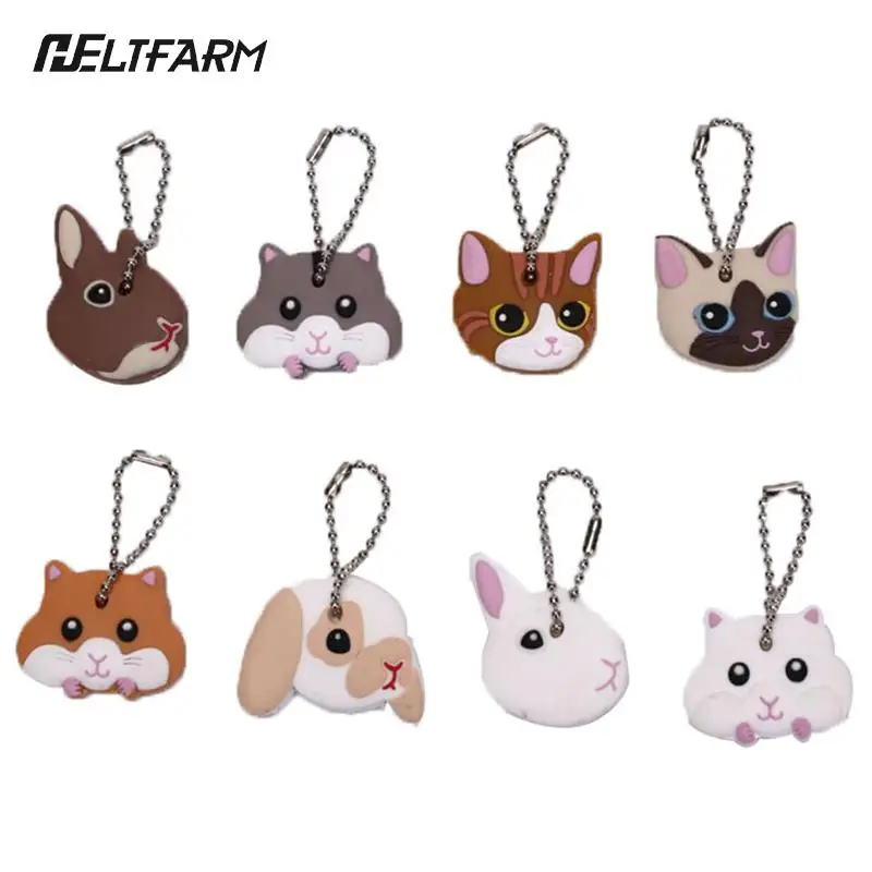 1Pc Silicone Key Ring Cap Head Cover Keychain Case Shell Dog Butterfly Cat Animals Shape Lovely Jewelry Gift For Women/Man