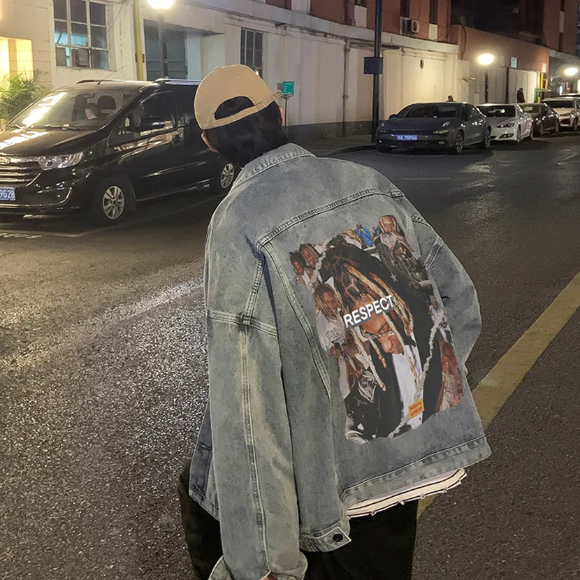 

Модная мужская свободная повседневная джинсовая куртка в американском ретро-стиле для весны и осени, рабочая одежда, стильная верхняя одежда