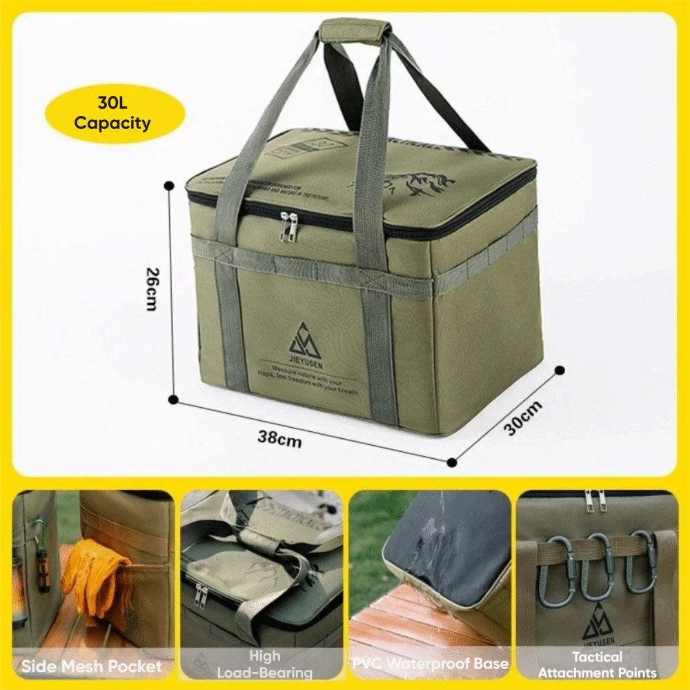 Large Capacity Camping Storage Bag Portable Oxford Cloth Outdoor Equipment Bag Lightweight Multi-Purpose Cookware Storage Bag