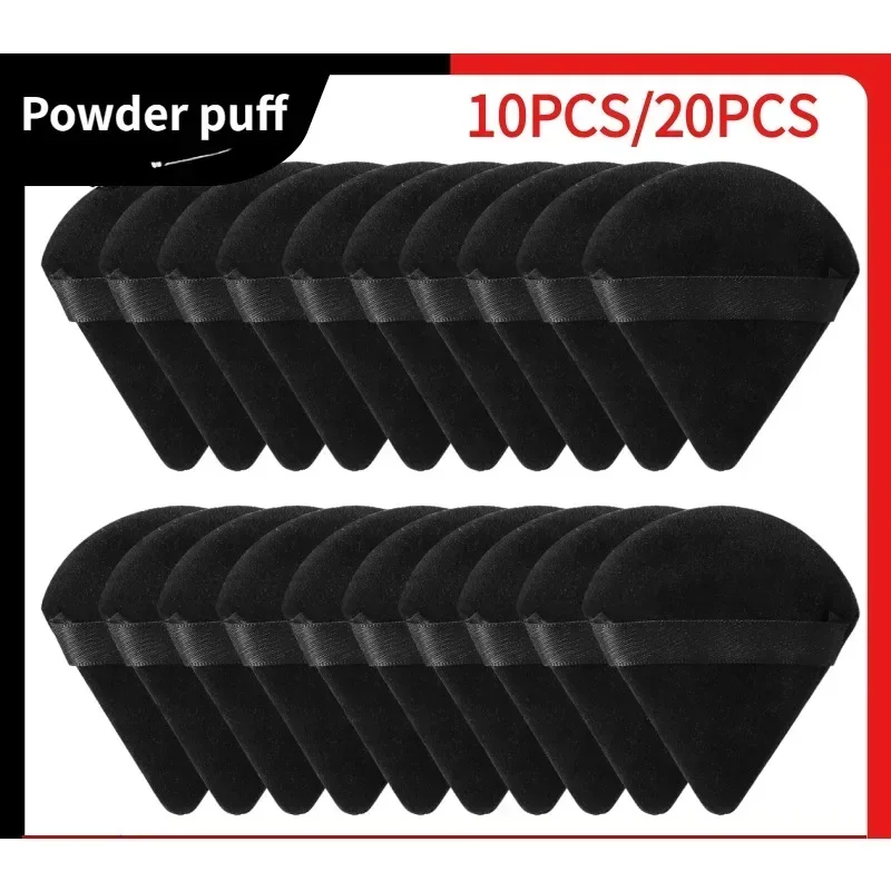 10/20PCS Triangle Velvet Powder Puff Pizza Flours Mini Face Makeup Sponge Cosmetics Washable Lightweight Makeup Tool