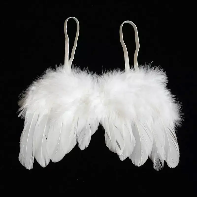 1 Set Lovely Baby Kids White Feather Angel Wings with Headband Headwear for Infant Newborn Birthday Party Costume Photo Prop