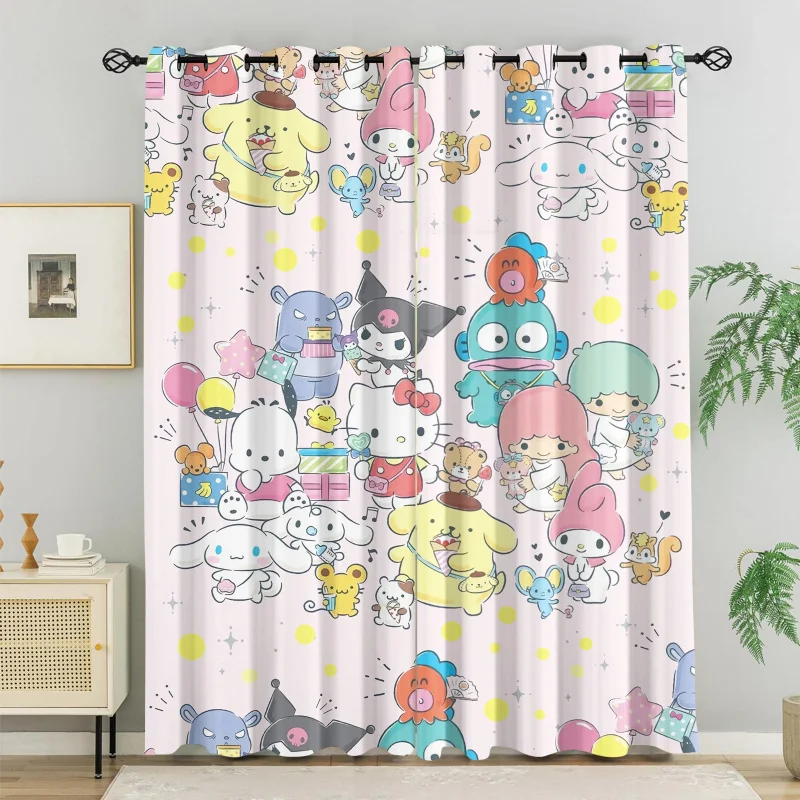 

Kawaii Sanrio All Star Blackout Curtains 85% Light Blocking Noise Reducing Cartoon Grommet Window Drapes For Girls Bedroom Decor