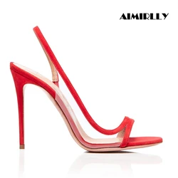 2024 Fashion Women's Sandals Peep Toe High Heels Shoes Ladies Wedding Party Dress Heel Slingback Gold Red Customized Aimirlly