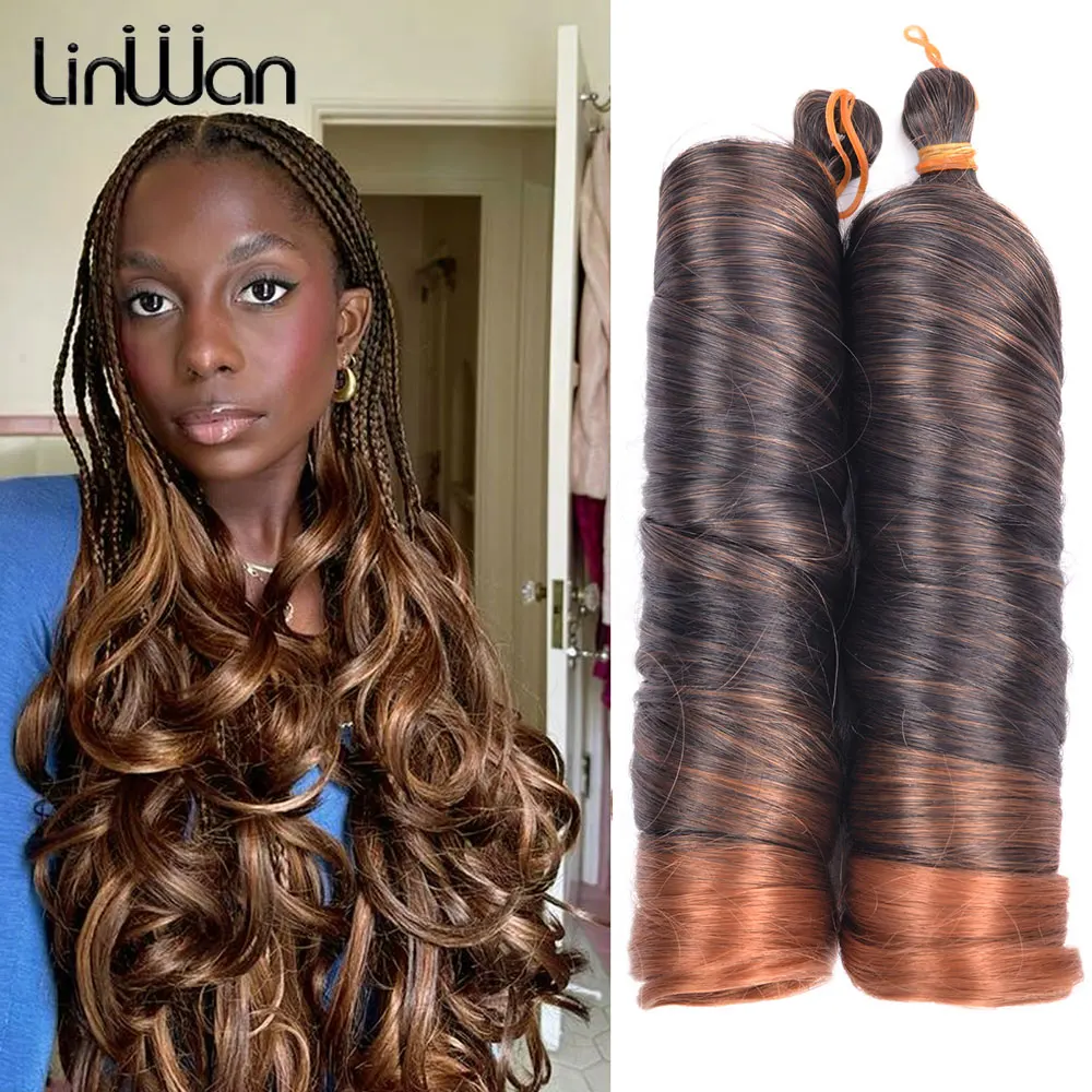 الفرنسية الضفيرة تجديل الشعر 24 بوصة فضفاض متموج مجعد تجديل وصلات شعر الاصطناعية الشعر دوامة الضفيرة الضفائر الشعر للنساء #1