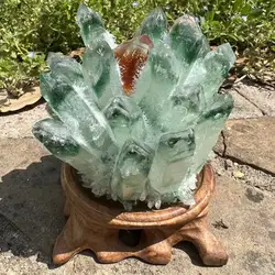 350-450g Rare Beautiful Green Ghost phantom Quartz Crystal Cluster Specimen 1pcs