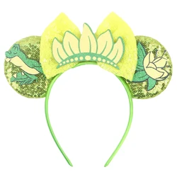 Tiana Amusement Park Headband Girls Princess Cosplay Headwear New Character Mouse Bow Hairband Kids Party Hair Accessorie
