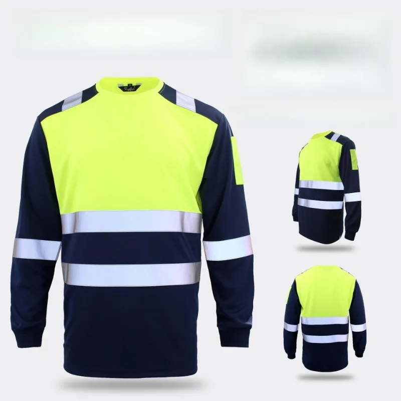 

Дышащая быстросохнущая футболка со светоотражающими полосками и длинными рукавами для мужчин и женщин, весенне-осенняя защитная одежда, рабочая одежда