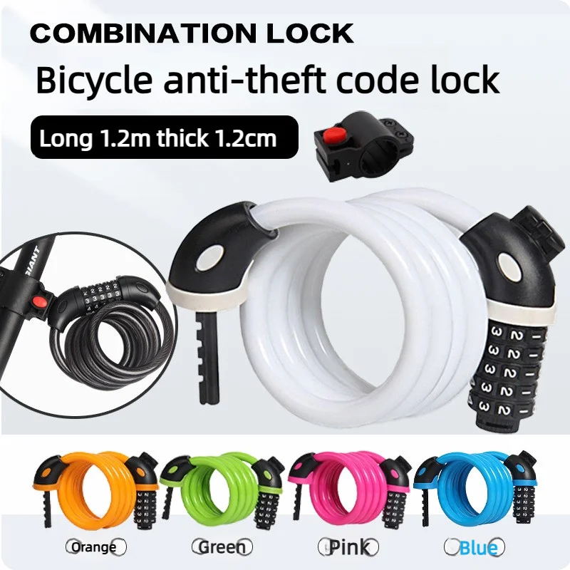 Waterproof Thickened Bicycle Lock, 5-Digit Password Anti-Theft Cable Lock, Portable Universal Cable Lock for E-Bikes & Bicycles