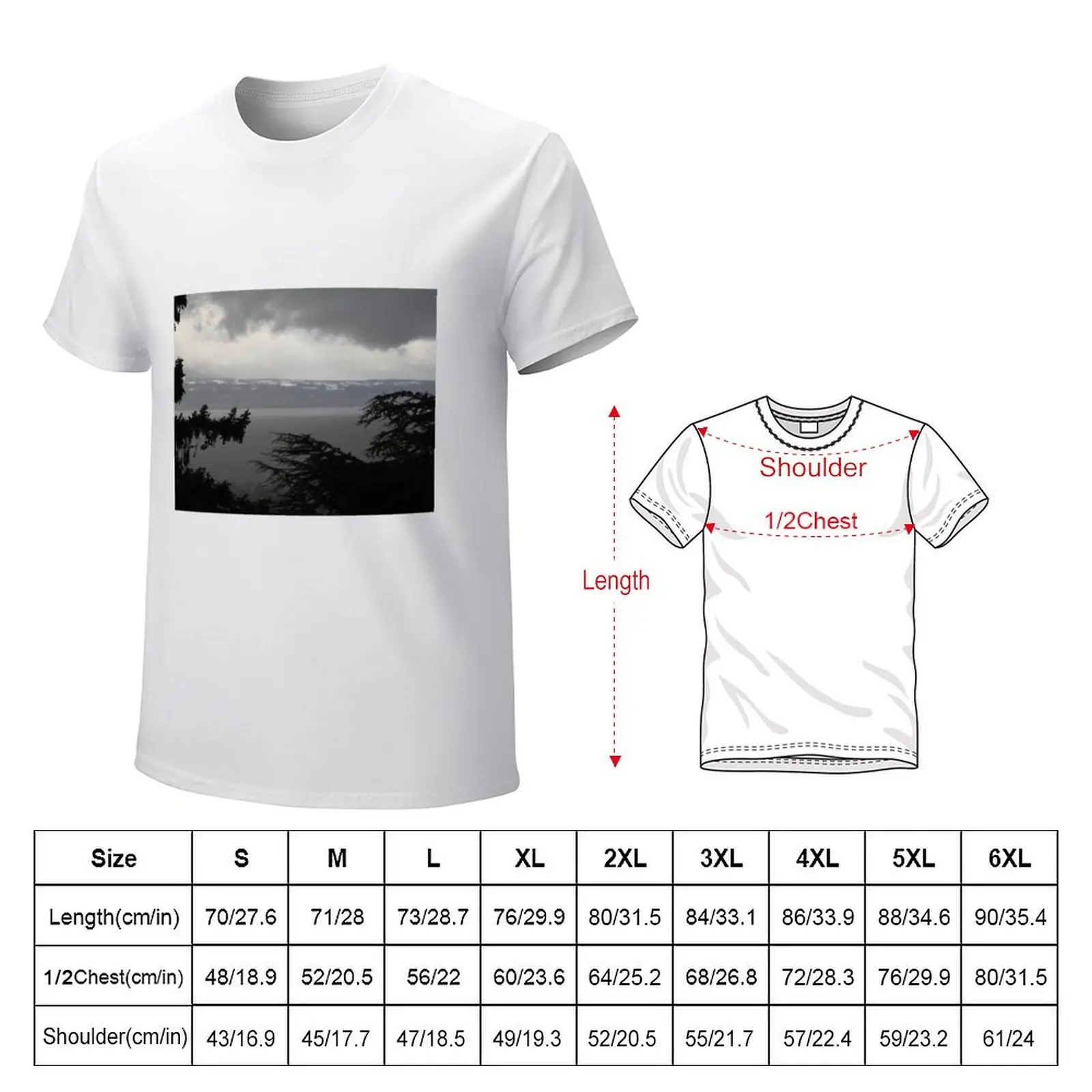 winter clouds over Lake Geneva T-Shirt customs vintage Short sleeve tee men