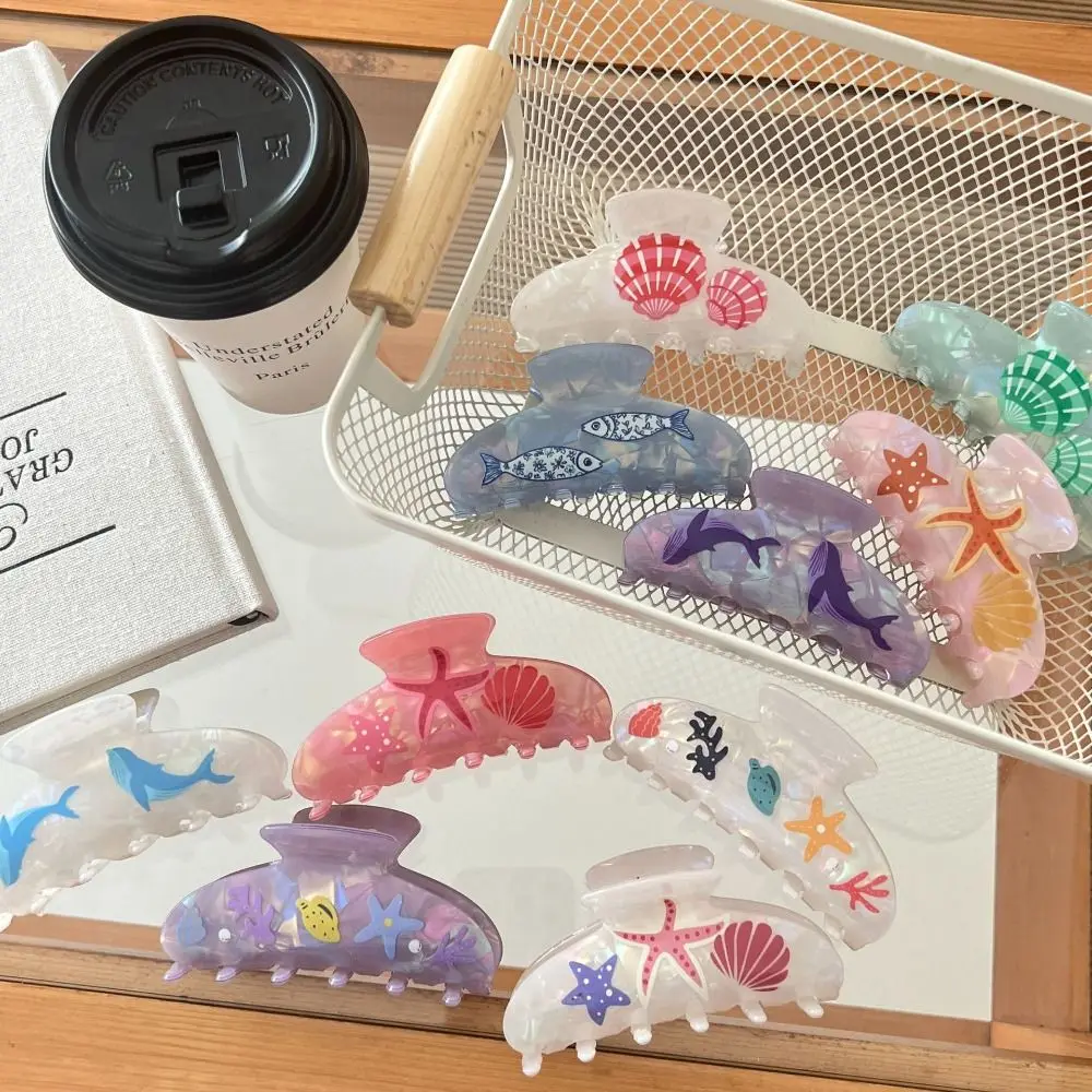 

Заколка для волос в виде сладкого океана и животных, пляжный головной убор с уксусной кислотой, коготь для волос в виде ракушки, аксессуары для волос в корейском стиле, геометрическая заколка в виде акулы для девочек