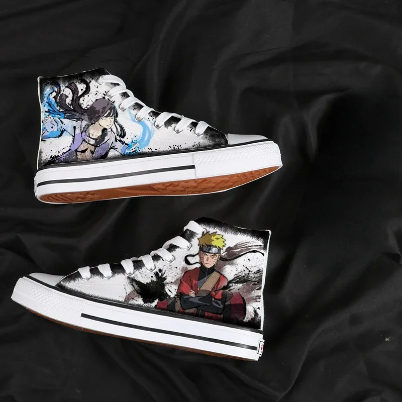 Naruto Scrawl High-top Canvas Shoes Inked Rendering Anime Casual Shoes for Man Women Fashions High Quality Perimeter Sneakers