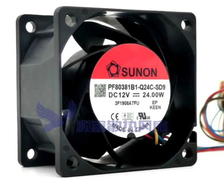 SUNON PF80381B1-Q24C-SD9 DC 12V 24.00W 80x80x38mm 4-Wire Server Cooling Fan