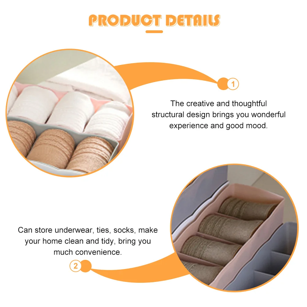 

6Pcs Plastic Underwear Organizer Divider Sturdy Sock Drawer Storage Box for Underpants Ties Socks Organizer Underpants Case