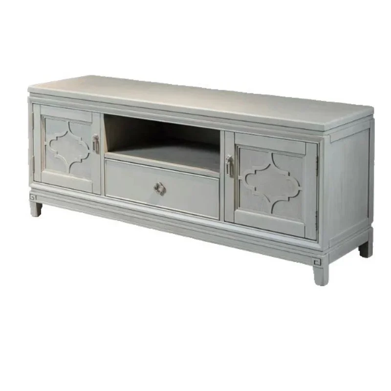 

American solid wood ash wood TV cabinet, old living room storage high-end floor cabinet