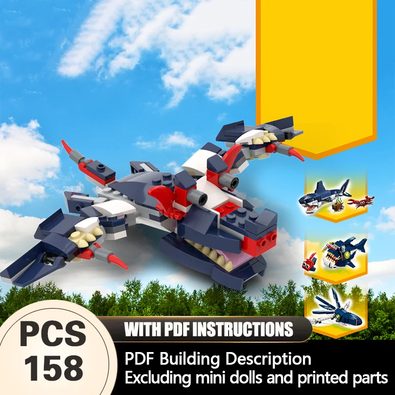 

Creators Animal Series Model MOC Building Bricks 4-In-1 Plesiosaur Modular Technology Gifts Holiday Assemble Children Toys Suit