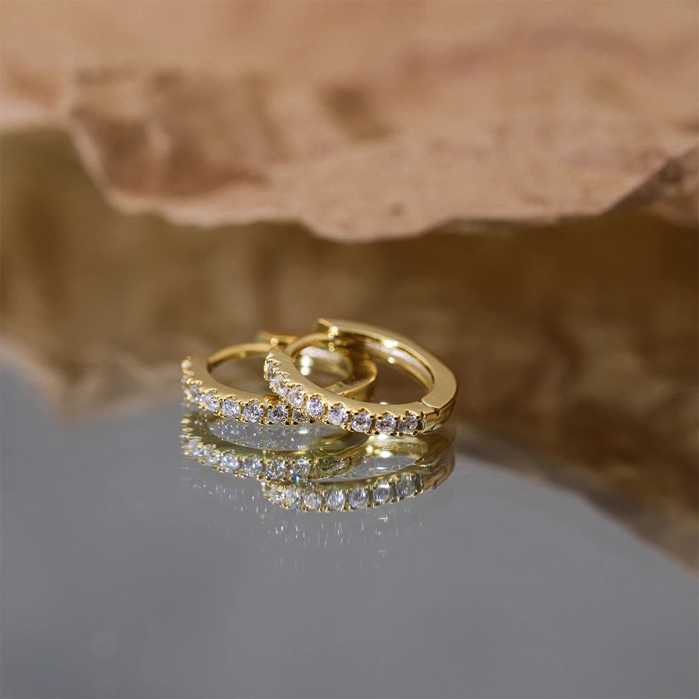 CANNER Orecchini in argento sterling 925 con zirconi bianchi per le donne Orecchini a cerchio Cerchio Gioielleria raffinata Festa di nozze Oro 18
