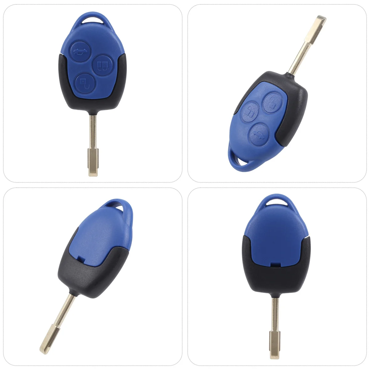 

3 button cover shell key remote control body & keys for ford transit blue