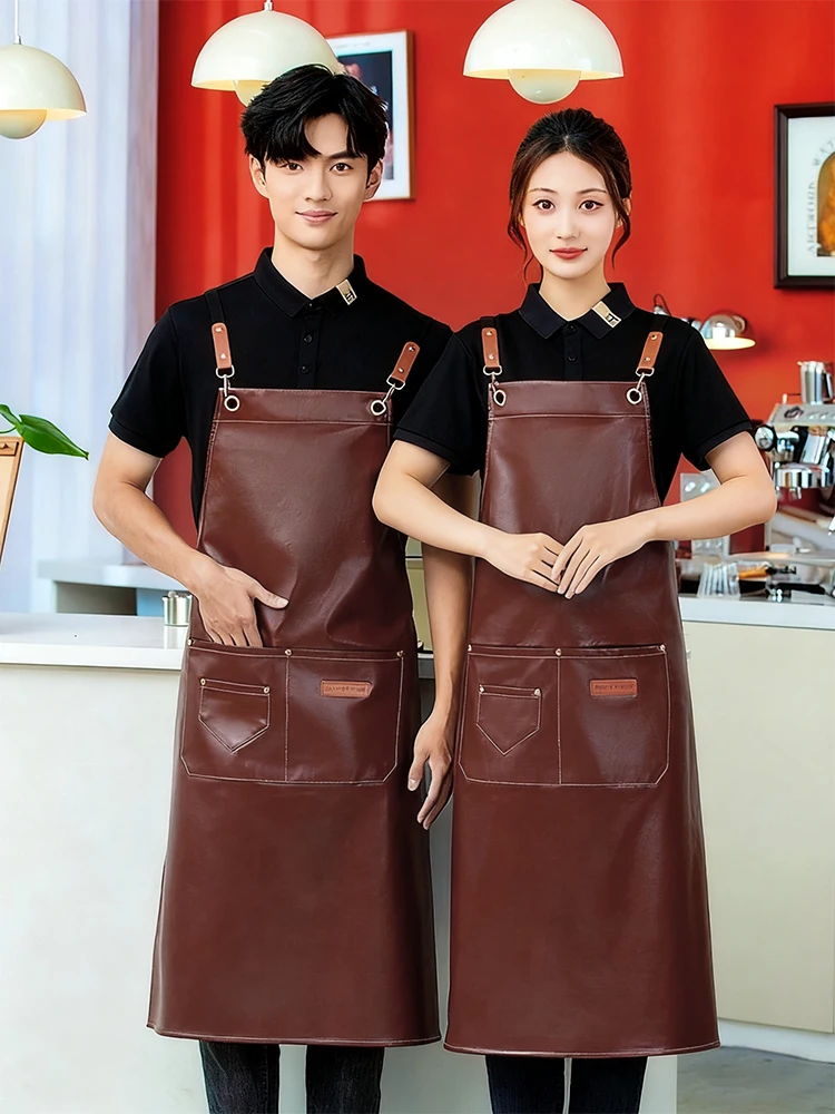 Avental longo e impermeável para serviço pesado, avental revestido de PU extra longo, proteção total para durabilidade máxima e fácil limpeza