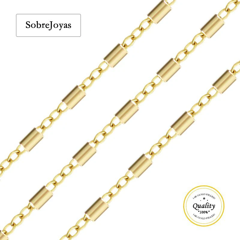 

14K Gold Filled Tube Bar Chain 1.7MM Unfinished Chain Necklace Gold jewelry Wholesale Minimalist Gold Filled Chain DIY Jewelry