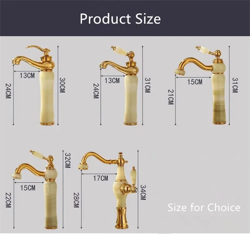 Bathroom Faucet Brass Gold Jade Bathroom Basin Faucet Cold And Hot Water Mixer Sink Tap Deck Mounted Tall Tap