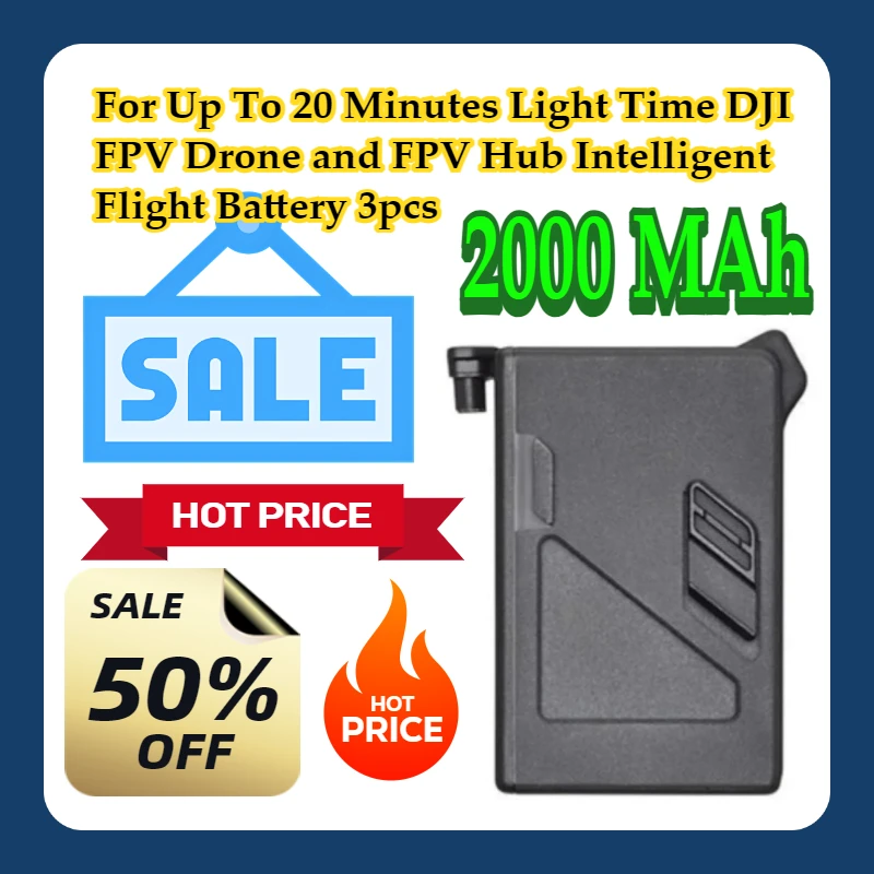 

For 2000 MAh Up To 20 Minutes Light Time DJI FPV Drone and FPV Hub Intelligent Flight Battery 3pcs