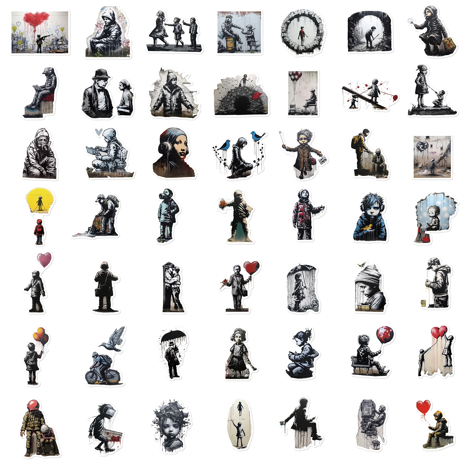 10/50PCS Street Artist Banksy Graffiti Stickers Exquisite Decals Ipai Diary Laptop Guitar Black And White Stickers Wholesale