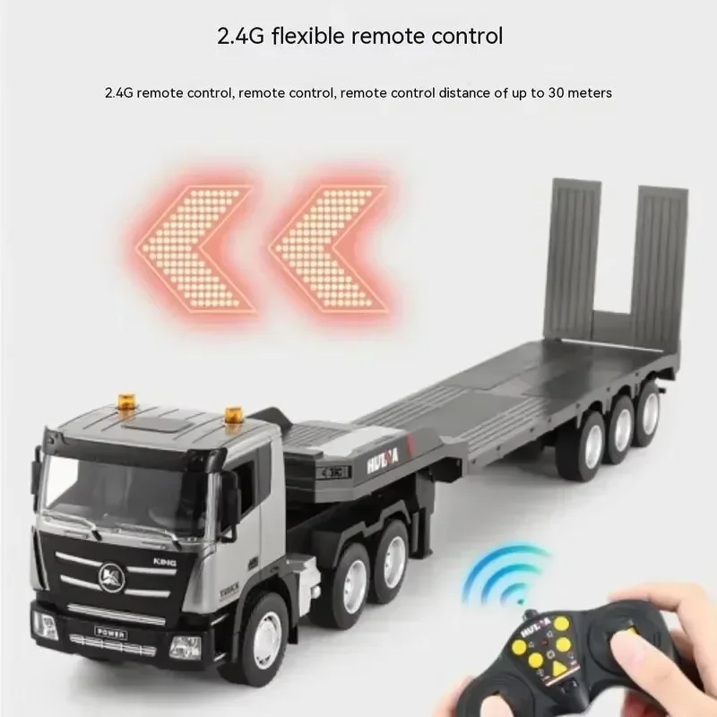 Huina 1318 RC Flat Truck Model 1:24 Alloy Engineer Vehicle 2.4G Remote Control Car 9Channels Radio Controlled Trailer Toys for B
