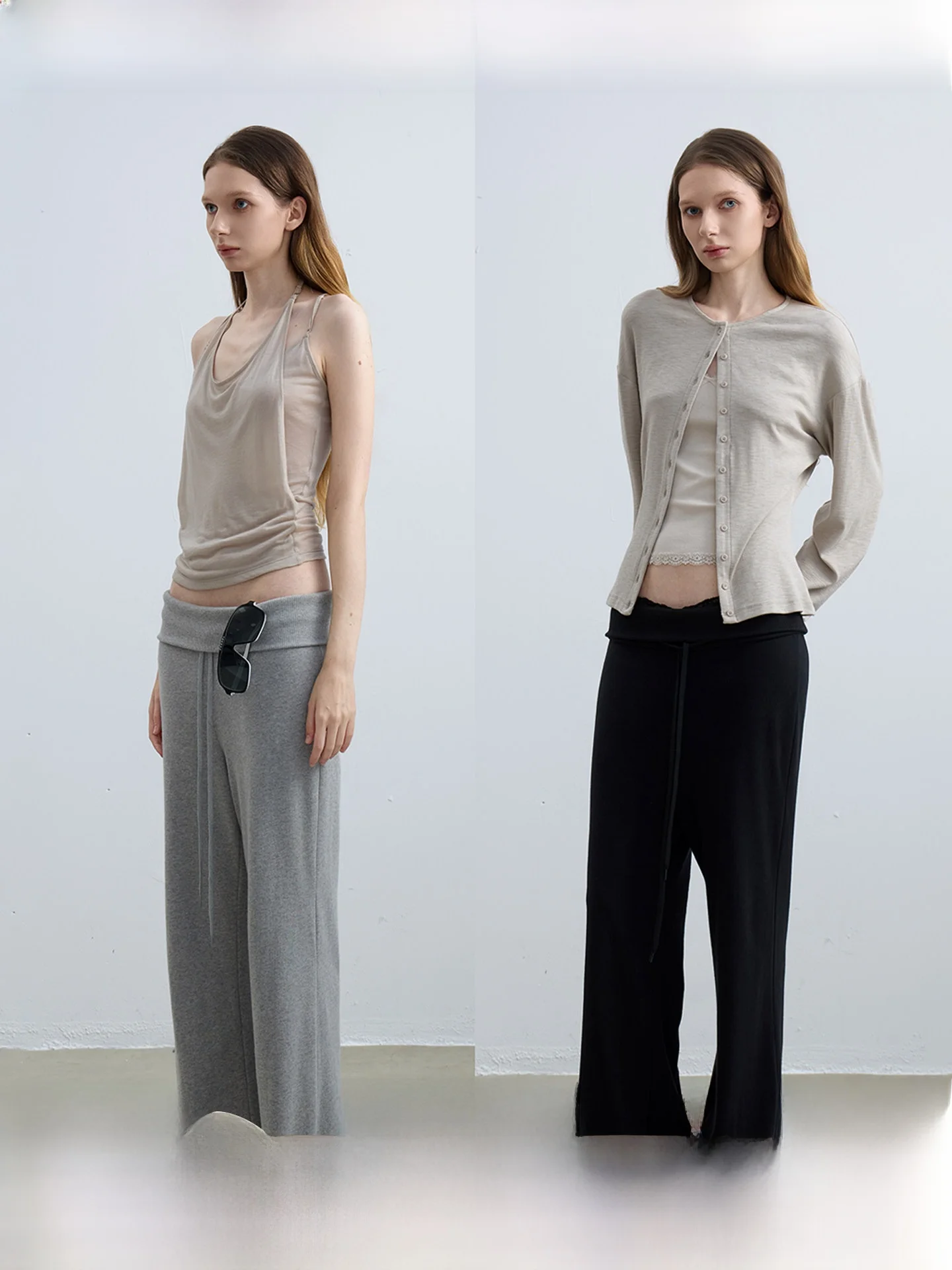 

SukiBySuki Новые летние вязаные повседневные брюки прямого кроя с высокой талией, расклешенные, с эффектом похудения, удобные, свободного кроя