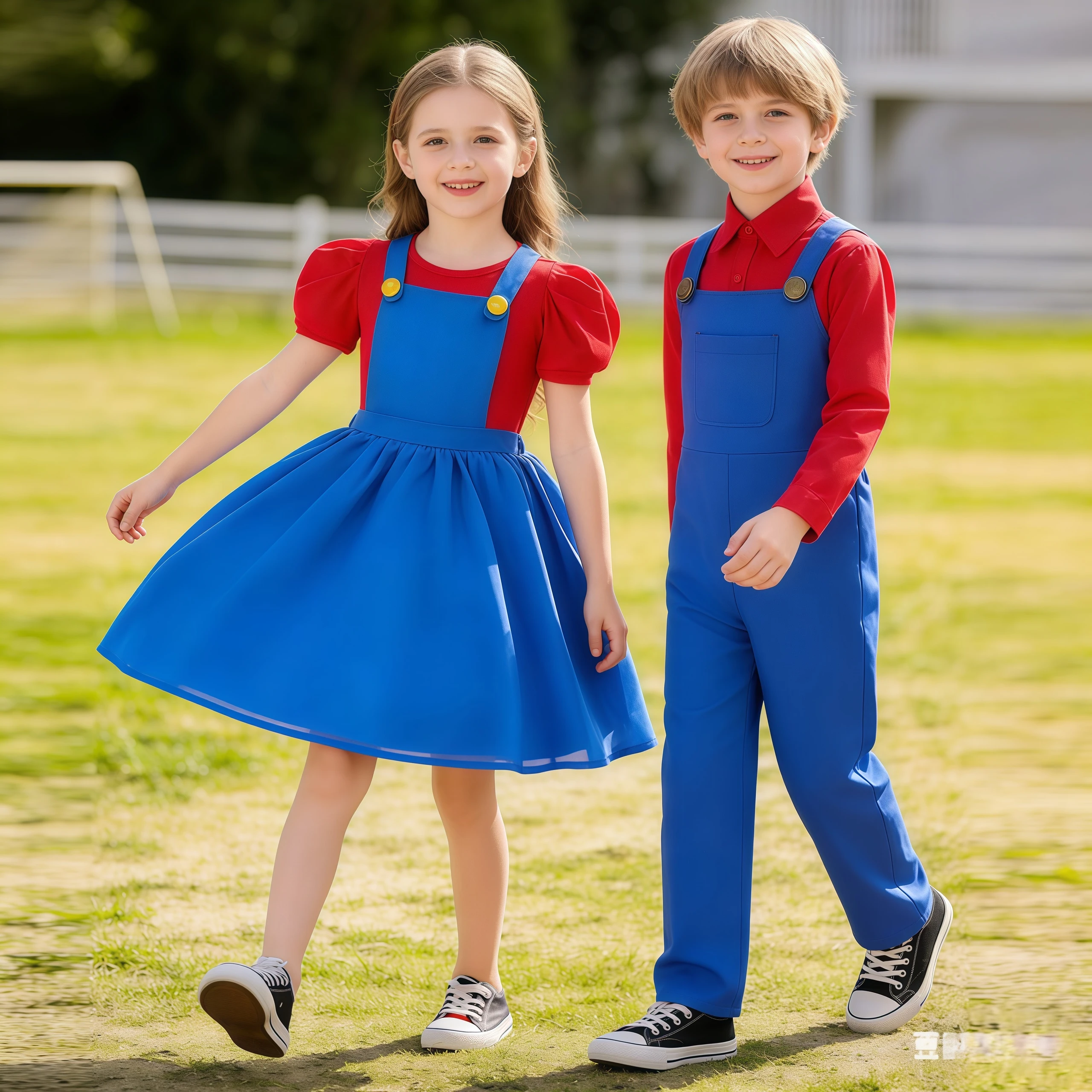 Funny Game Boys Plumber Bros Cosplay Costume Halloween Carnival Outfits For Kids Girls Fancy Jumpsuit Dress Performance Suits