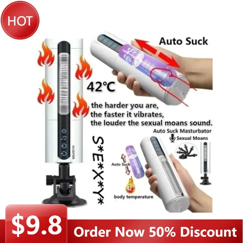 2026 Automatic Masturbator Cup for Men Sucking Vaginal Sex Toy Heating Suction cup base Penis Vibrator Blowjob Oral USB charging