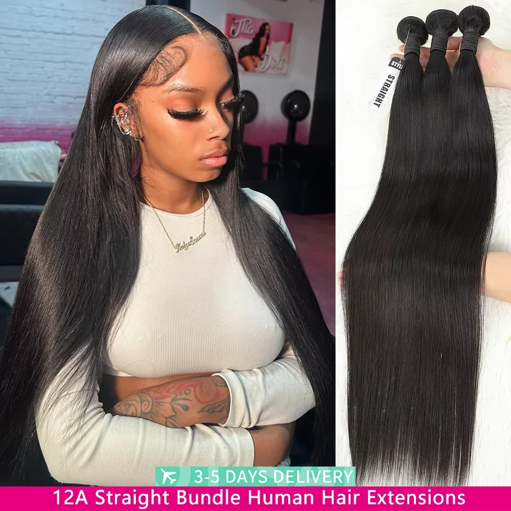 16A العظام مستقيم حزم الشعر البشري الخام مع الانفجارات الحرة 30 32 بوصة غير المجهزة عذراء الشعر نسج تمديدات شعر ريمي للنساء