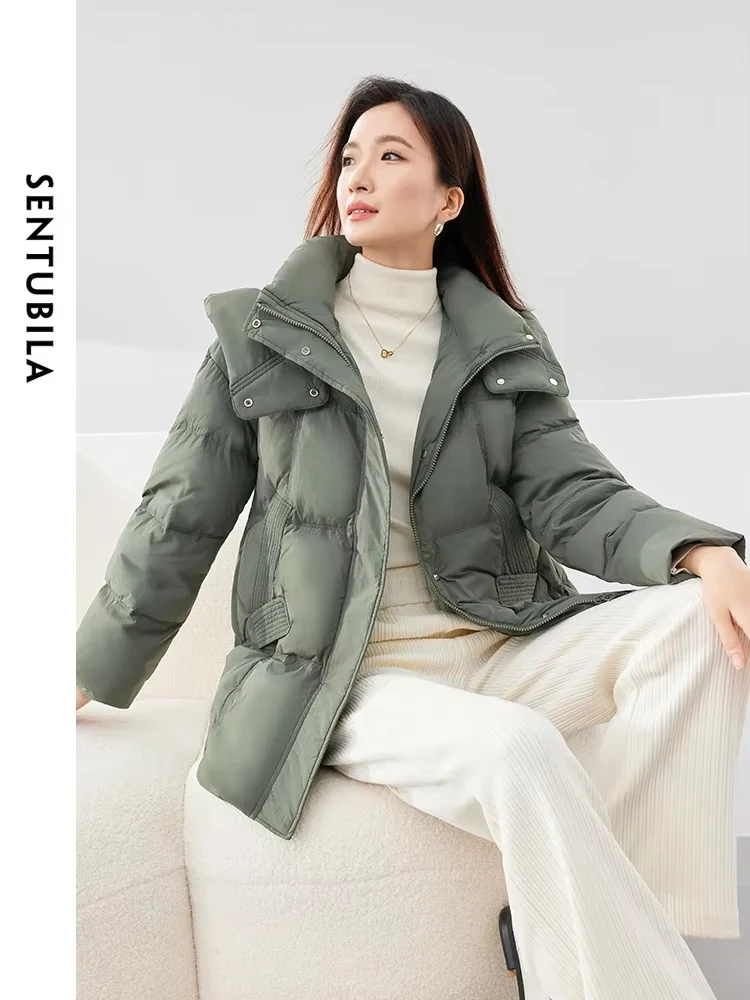 SENTUBILA Women\'s Winter Thick Warm Down Jacket 2024 Office Lady 90 White Duck Down Coat Plus Velvet Jackets Female W44Y58512X