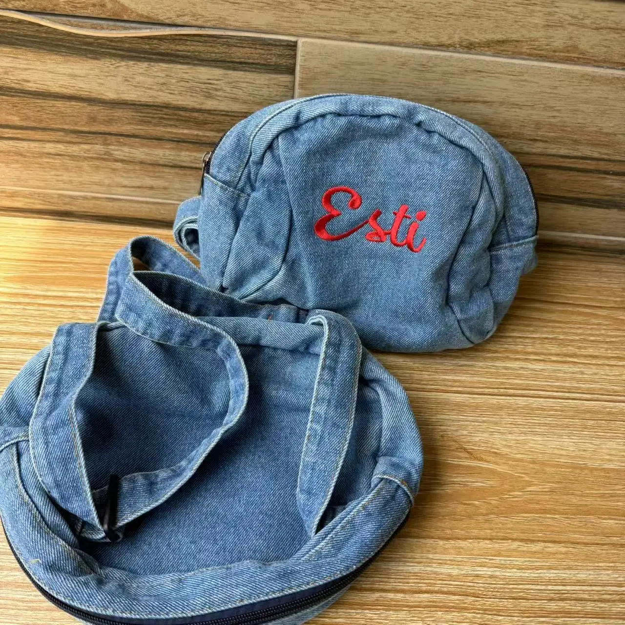 Personalized Customized Denim Crossbody Bag For Women's Casual Mini Retro Backpack With Embroidered Name Handheld Gift Bag