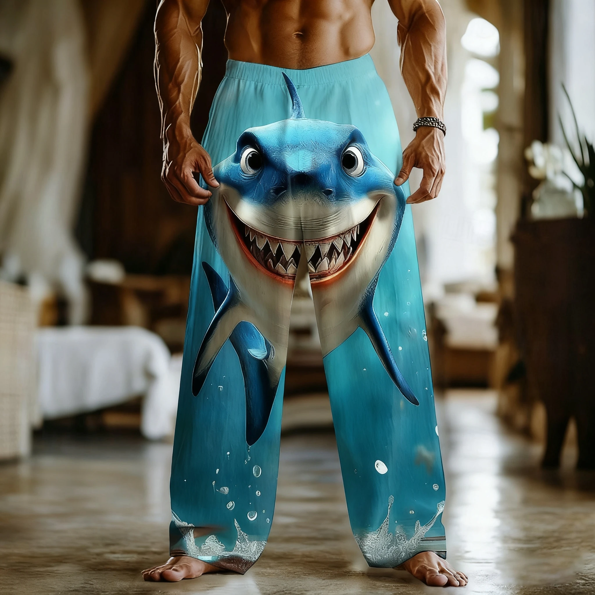 

Men's 3D Animal Shark Sea 3D Print Trousers Baggy Pants Casual Pants Home Trousers Funny Style Elastic Waist Pants Home Clothing