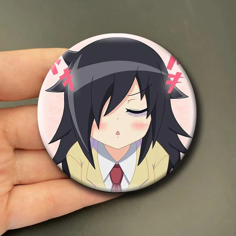 58mm Cute Anime Watamote Tomoko Kuroki Backrooms Button Pin Badge Anime Dakimakura Brooch Bag Accessories Decor Friends Gifts