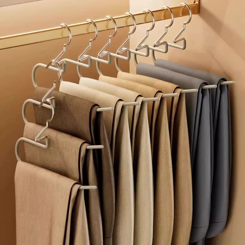 

Нескользящая вешалка для брюк типа «гусиная шея» для домашнего использования, бесшовный органайзер для хранения одежды, металлический фиксирующий зажим для повседневных брюк, джинсов, юбок